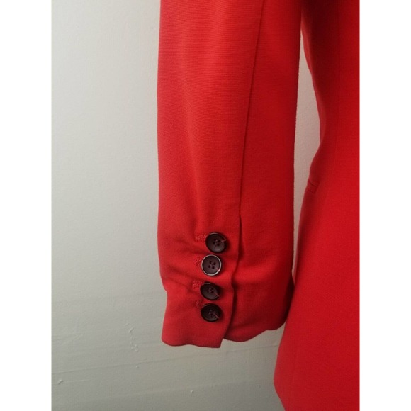 Nine West Jacket Women 2 Blazer Bright Orange Red Cotton Ruched‎ Sleeves - Picture 4 of 6